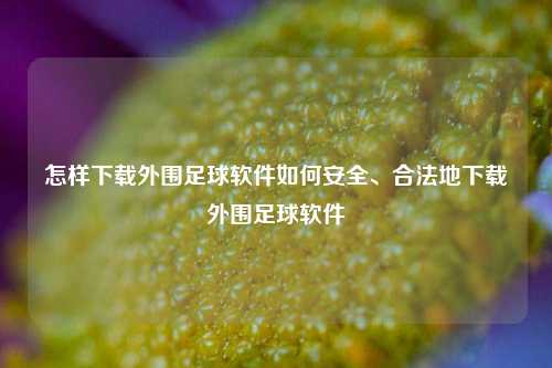 怎样下载外围足球软件如何安全、合法地下载外围足球软件