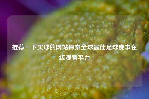 推荐一下买球的网站探索全球最佳足球赛事在线观看平台