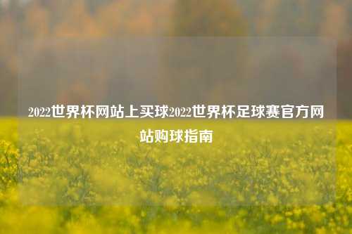 2022世界杯网站上买球2022世界杯足球赛官方网站购球指南