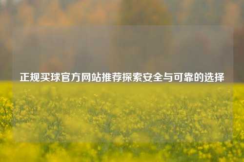 正规买球官方网站推荐探索安全与可靠的选择